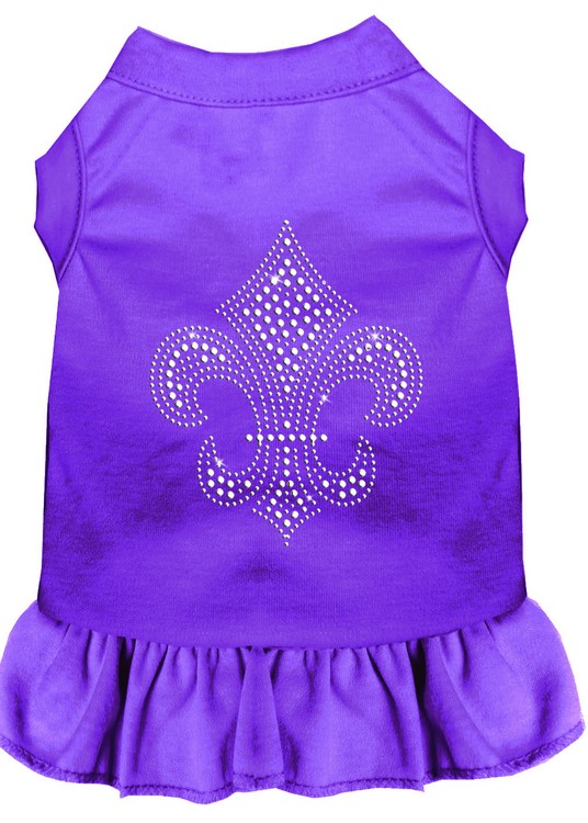 Silver Fleur de Lis Rhinestone Dress Purple XS